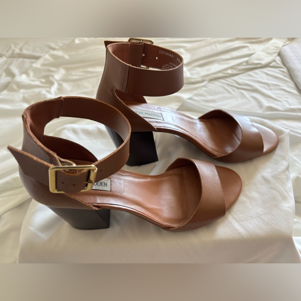 Steve Madden Women's Brown Block Heel Sandals Size 9.5